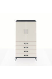 Arges Dolap Tek Raflı 4 Çekmeceli Tek Askılı 88x30x163 Antrasit-Aytaşı