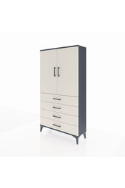 Arges Dolap Tek Raflı 4 Çekmeceli Tek Askılı 88x30x163 Antrasit-Aytaşı