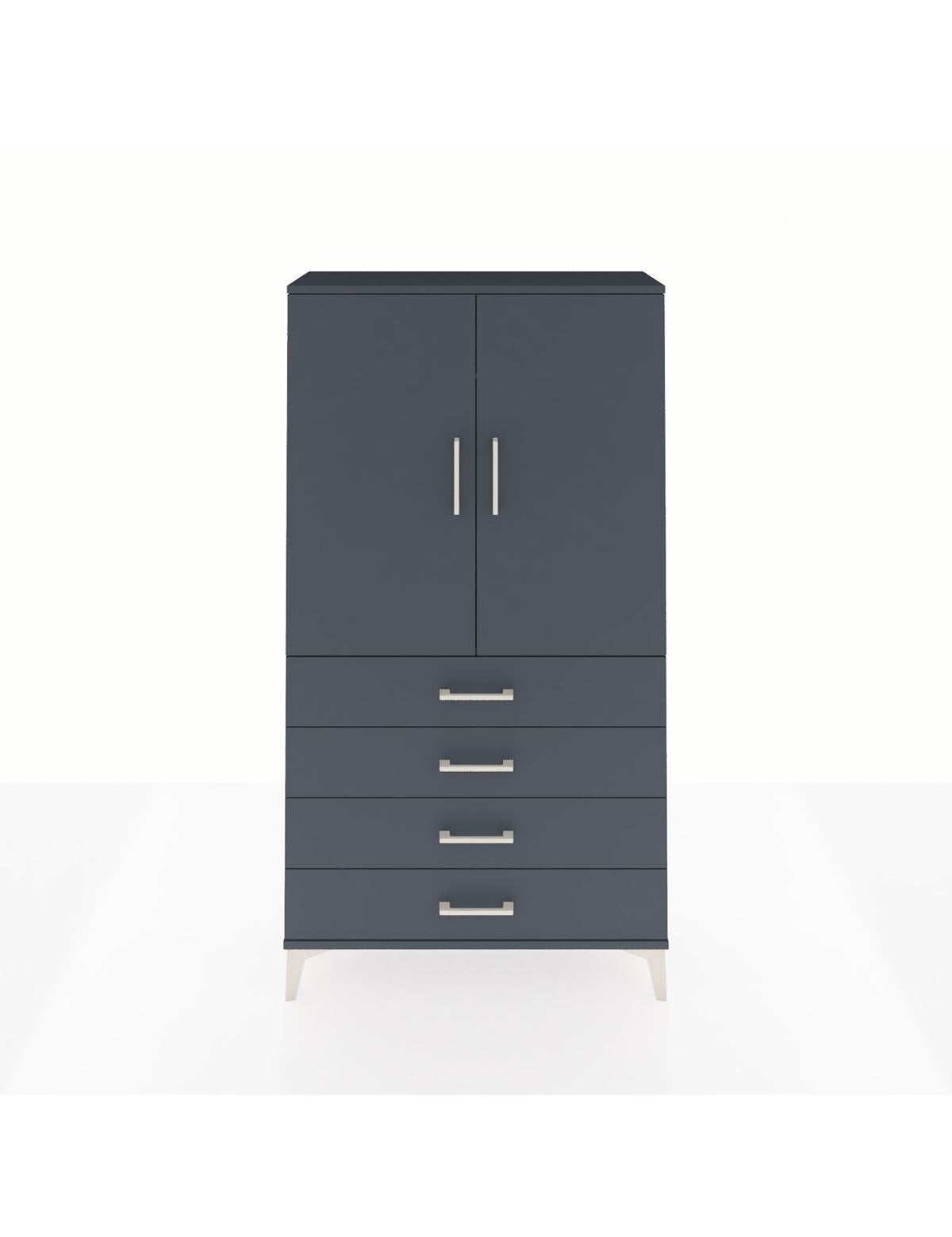 Arges Dolap Tek Raflı 4 Çekmeceli Tek Askılı 88x30x163 Antrasit-Antrasit