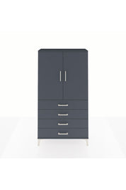 Arges Dolap Tek Raflı 4 Çekmeceli Tek Askılı 88x30x163 Antrasit-Antrasit