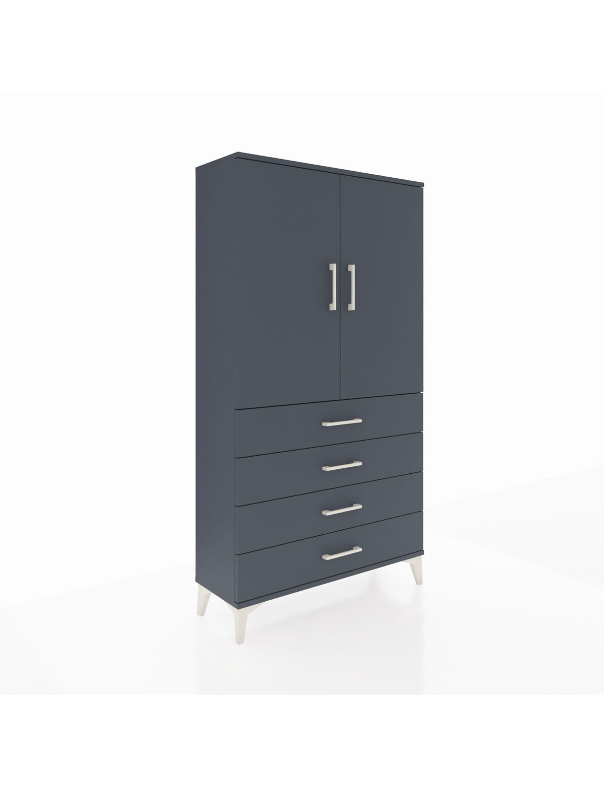 Arges Dolap Tek Raflı 4 Çekmeceli Tek Askılı 88x30x163 Antrasit-Antrasit