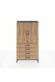 Arges Dolap Tek Raflı 4 Çekmeceli Tek Askılı 88x30x163 Antrasit-Çam