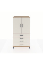 Arges Dolap Tek Raflı 4 Çekmeceli Tek Askılı 88x30x163 Çam-Aytaşı