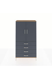 Arges Dolap Tek Raflı 4 Çekmeceli Tek Askılı 88x30x163 Çam-Antrasit