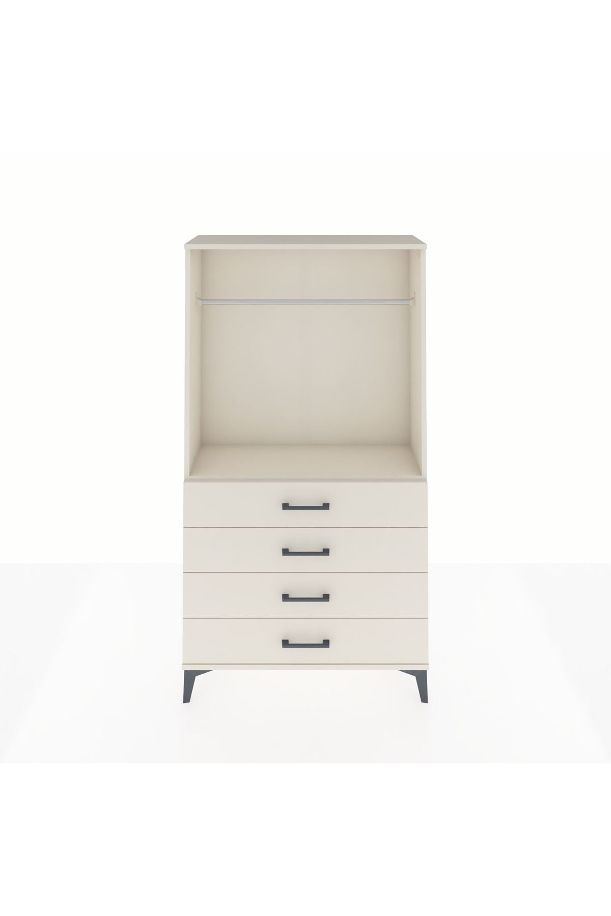 Arges Dolap Tek Raflı 4 Çekmeceli Tek Askılı 88x30x163 Aytaşı-Aytaşı