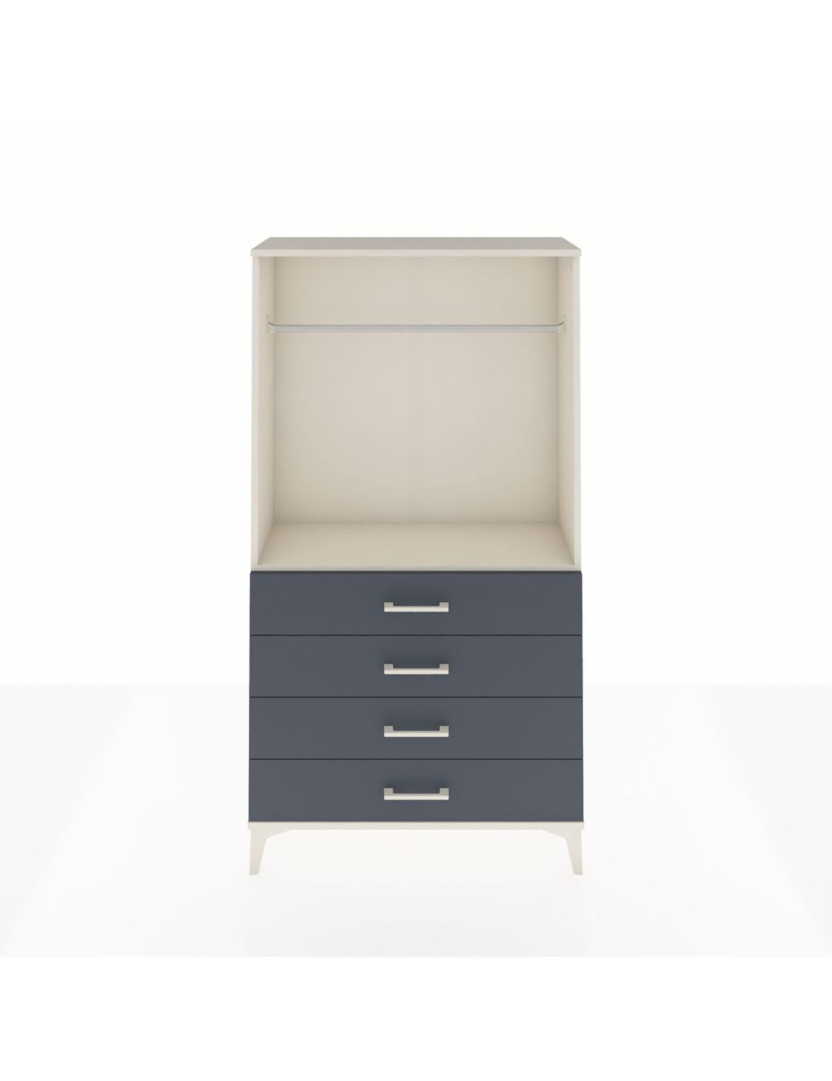 Arges Dolap Tek Raflı 4 Çekmeceli Tek Askılı 88x30x163 Aytaşı-Antrasit