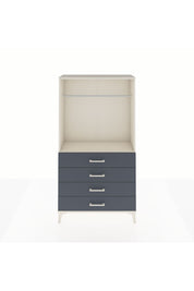 Arges Dolap Tek Raflı 4 Çekmeceli Tek Askılı 88x30x163 Aytaşı-Antrasit