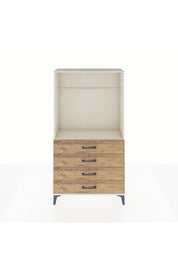 Arges Dolap Tek Raflı 4 Çekmeceli Tek Askılı 88x30x163 Aytaşı-Çam