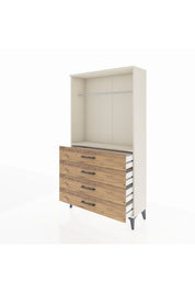Arges Dolap Tek Raflı 4 Çekmeceli Tek Askılı 88x30x163 Aytaşı-Çam