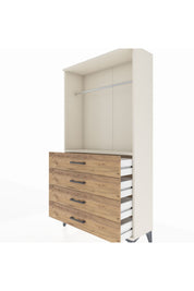 Arges Dolap Tek Raflı 4 Çekmeceli Tek Askılı 88x30x163 Aytaşı-Çam