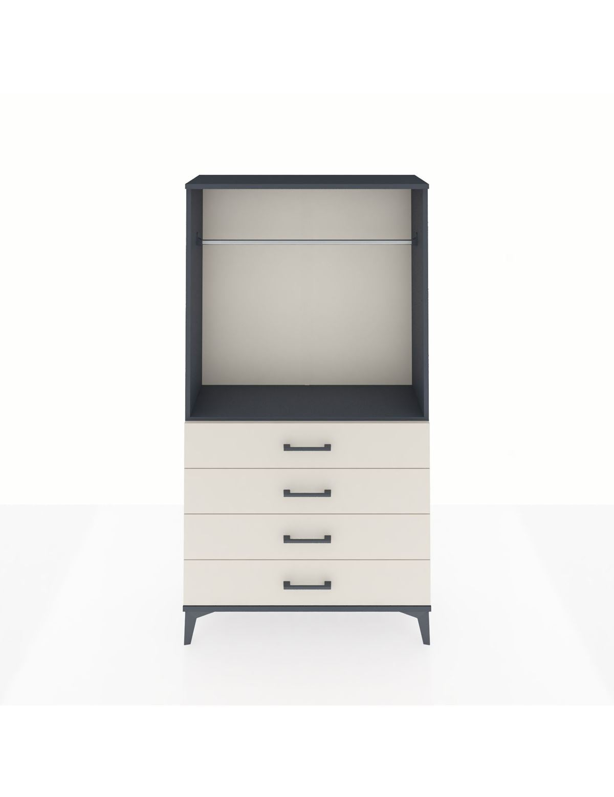 Arges Dolap Tek Raflı 4 Çekmeceli Tek Askılı 88x30x163 Antrasit-Aytaşı