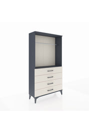 Arges Dolap Tek Raflı 4 Çekmeceli Tek Askılı 88x30x163 Antrasit-Aytaşı
