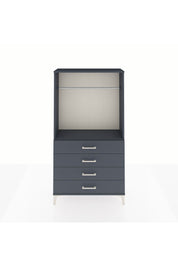 Arges Dolap Tek Raflı 4 Çekmeceli Tek Askılı 88x30x163 Antrasit-Antrasit