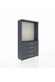Arges Dolap Tek Raflı 4 Çekmeceli Tek Askılı 88x30x163 Antrasit-Antrasit