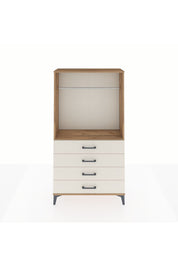 Arges Dolap Tek Raflı 4 Çekmeceli Tek Askılı 88x30x163 Çam-Aytaşı