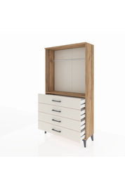 Arges Dolap Tek Raflı 4 Çekmeceli Tek Askılı 88x30x163 Çam-Aytaşı