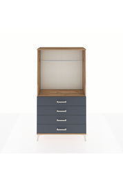 Arges Dolap Tek Raflı 4 Çekmeceli Tek Askılı 88x30x163 Çam-Antrasit