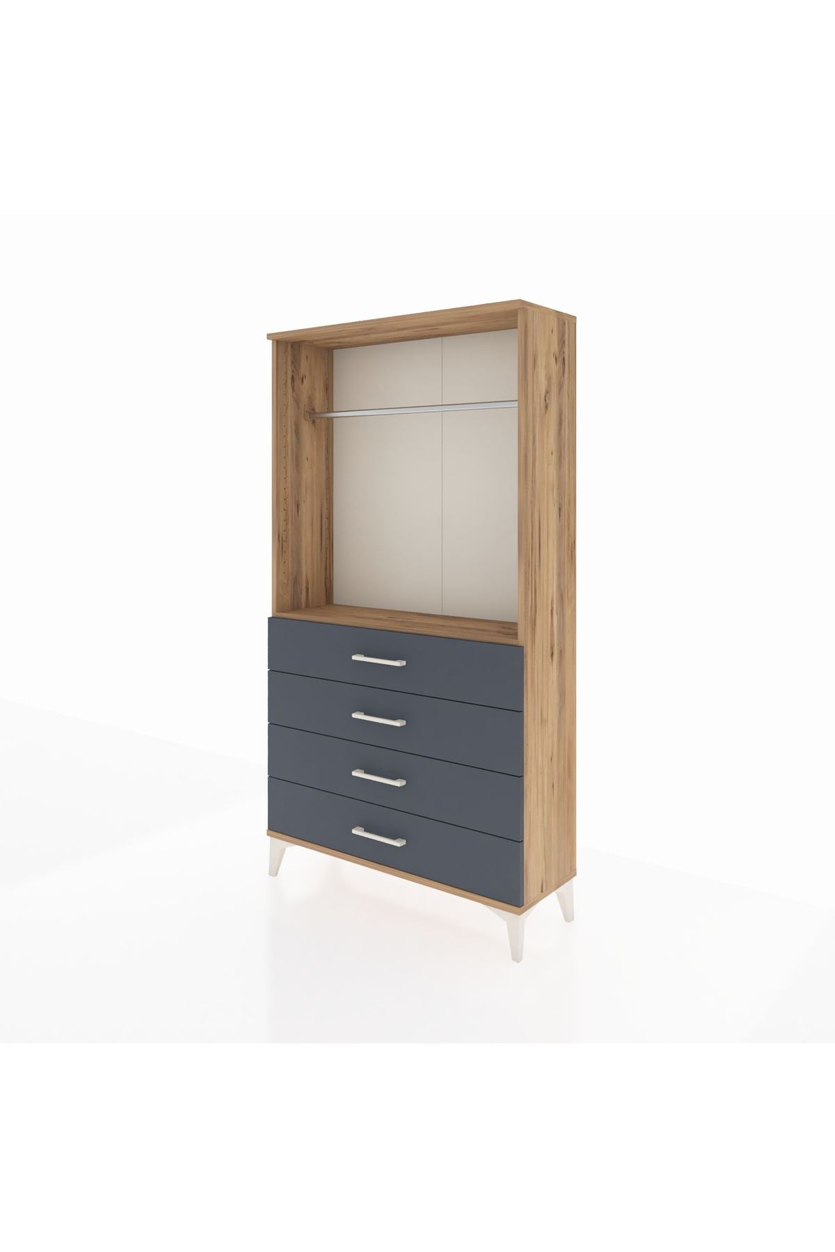 Arges Dolap Tek Raflı 4 Çekmeceli Tek Askılı 88x30x163 - S21M145V8A