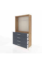 Arges Dolap Tek Raflı 4 Çekmeceli Tek Askılı 88x30x163 Çam-Antrasit