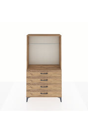 Arges Dolap Tek Raflı 4 Çekmeceli Tek Askılı 88x30x163 Çam-Çam