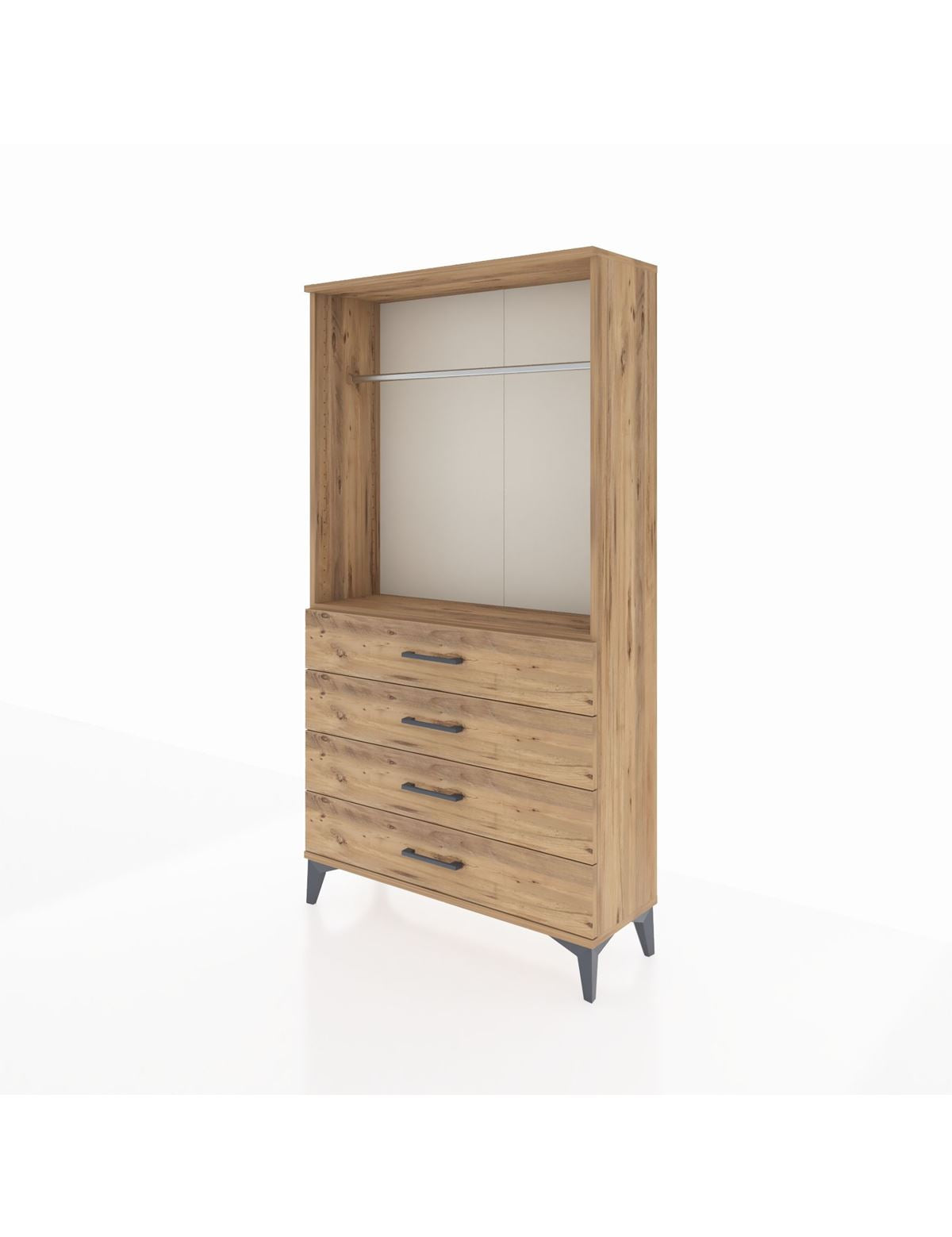 Arges Dolap Tek Raflı 4 Çekmeceli Tek Askılı 88x30x163 - S21M145V9A