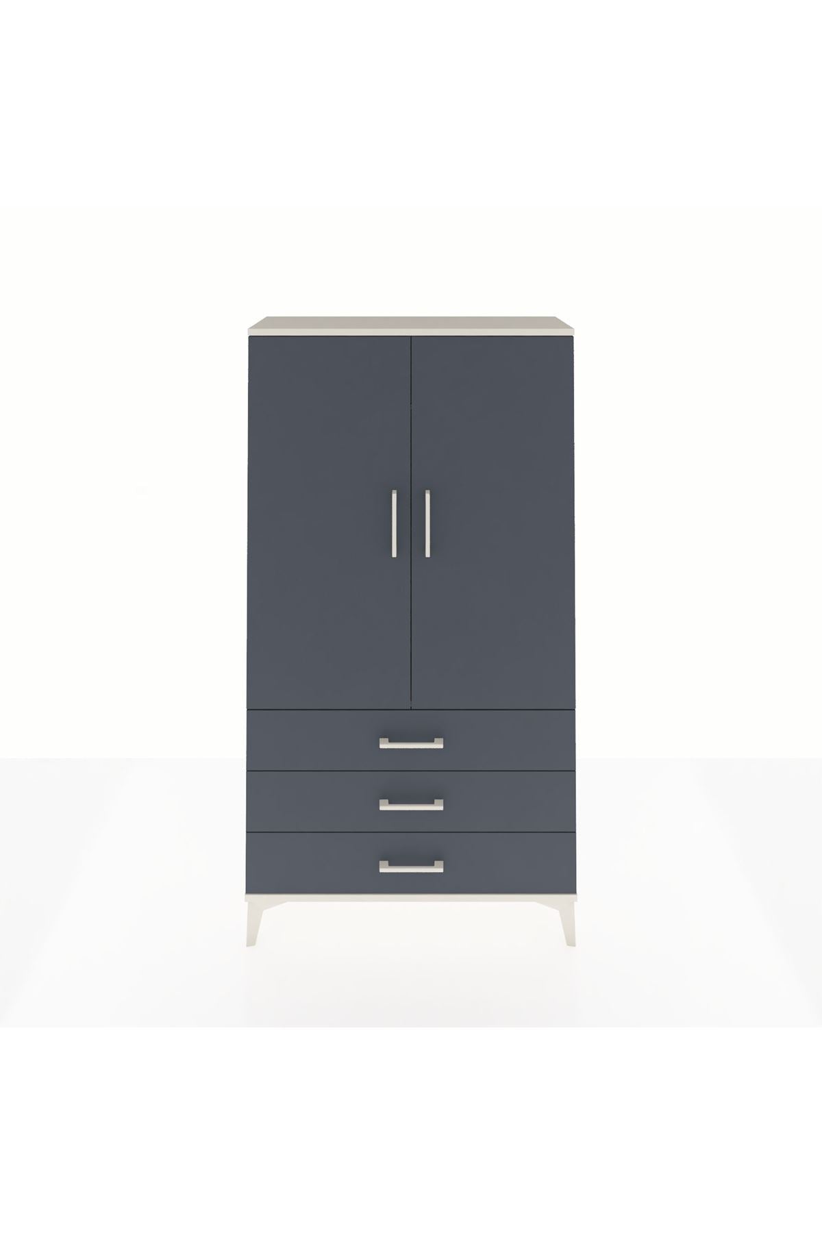 Arges Dolap Tek Raflı 3 Çekmeceli Tek Askılı 88x30x163 Aytaşı-Antrasit