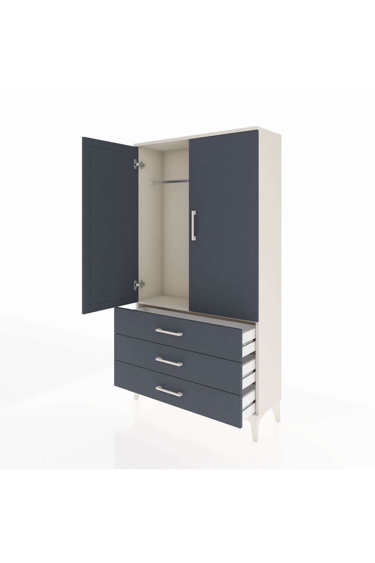 Arges Dolap Tek Raflı 3 Çekmeceli Tek Askılı 88x30x163 Aytaşı-Antrasit