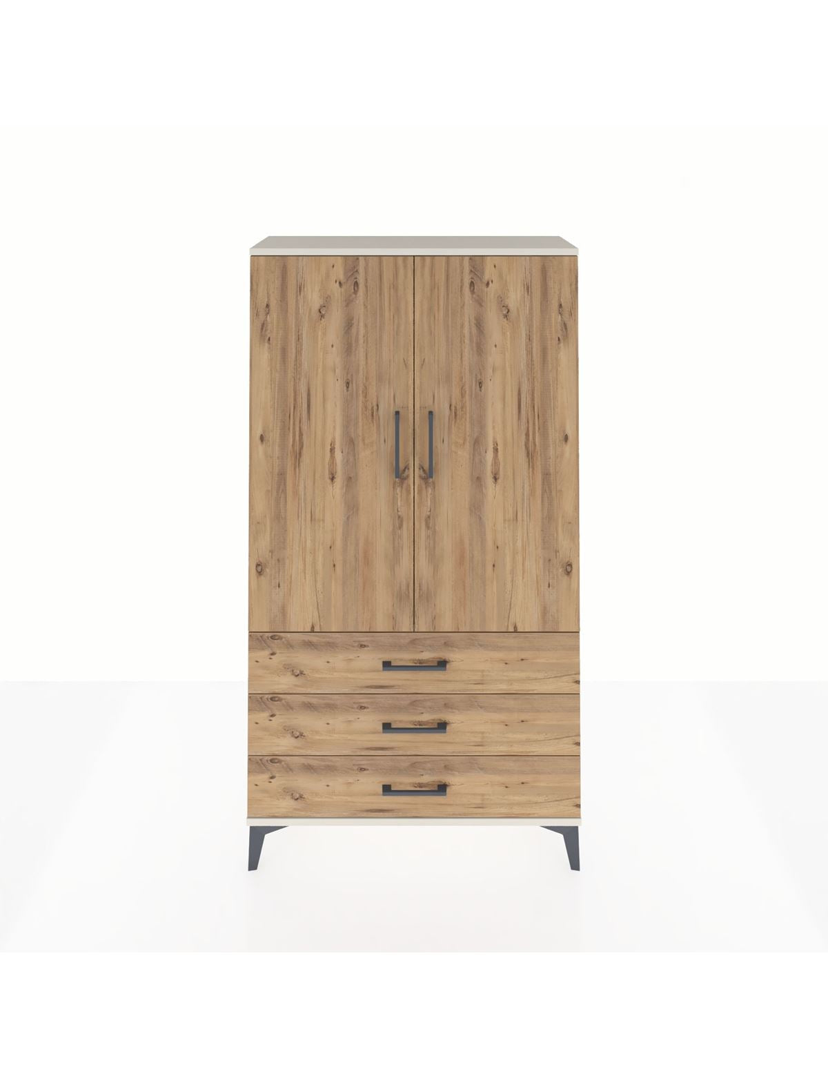 Arges Dolap Tek Raflı 3 Çekmeceli Tek Askılı 88x30x163 Aytaşı-Çam