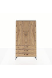 Arges Dolap Tek Raflı 3 Çekmeceli Tek Askılı 88x30x163 Aytaşı-Çam
