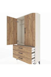 Arges Dolap Tek Raflı 3 Çekmeceli Tek Askılı 88x30x163 Aytaşı-Çam