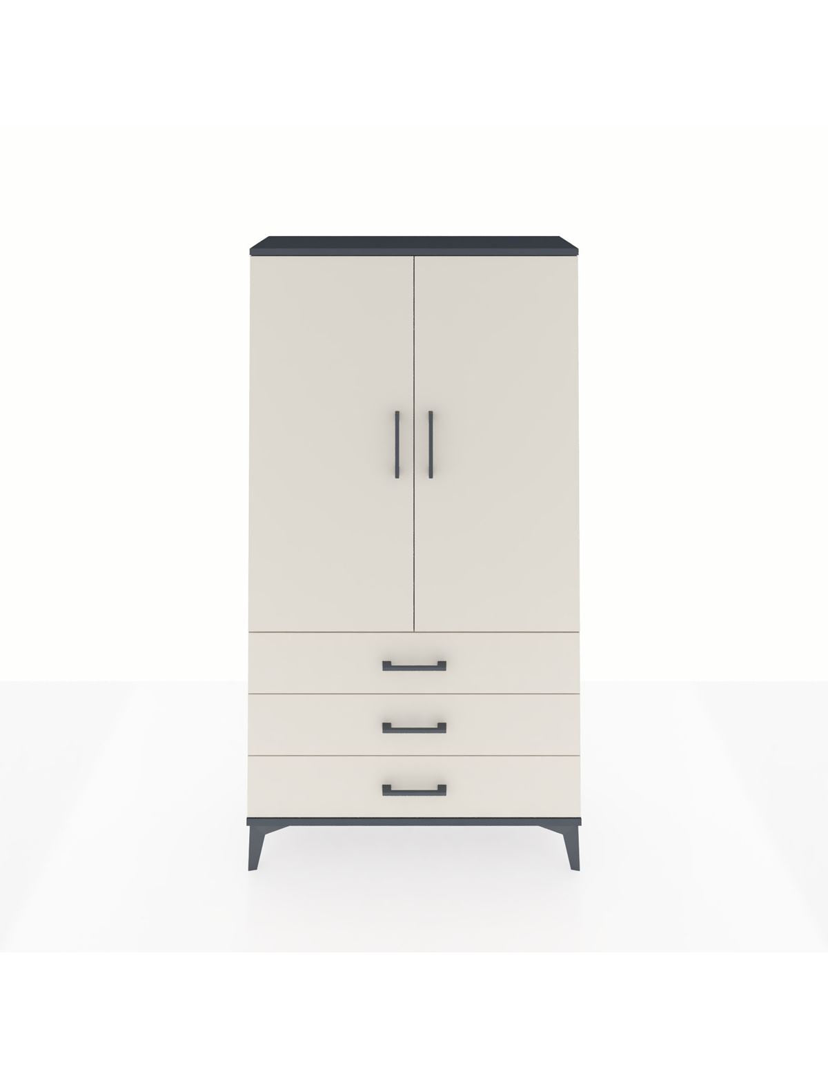 Arges Dolap Tek Raflı 3 Çekmeceli Tek Askılı 88x30x163 Antrasit-Aytaşı