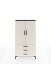 Arges Dolap Tek Raflı 3 Çekmeceli Tek Askılı 88x30x163 Antrasit-Aytaşı