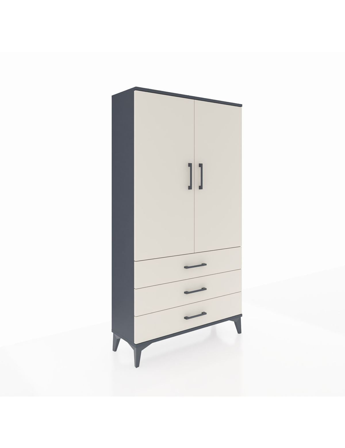 Arges Dolap Tek Raflı 3 Çekmeceli Tek Askılı 88x30x163 Antrasit-Aytaşı