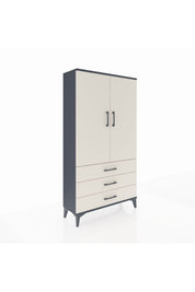 Arges Dolap Tek Raflı 3 Çekmeceli Tek Askılı 88x30x163 Antrasit-Aytaşı