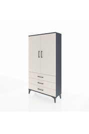 Arges Dolap Tek Raflı 3 Çekmeceli Tek Askılı 88x30x163 Antrasit-Aytaşı