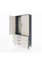 Arges Dolap Tek Raflı 3 Çekmeceli Tek Askılı 88x30x163 Antrasit-Aytaşı