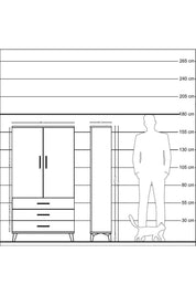 Arges Dolap Tek Raflı 3 Çekmeceli Tek Askılı 88x30x163 Antrasit-Aytaşı