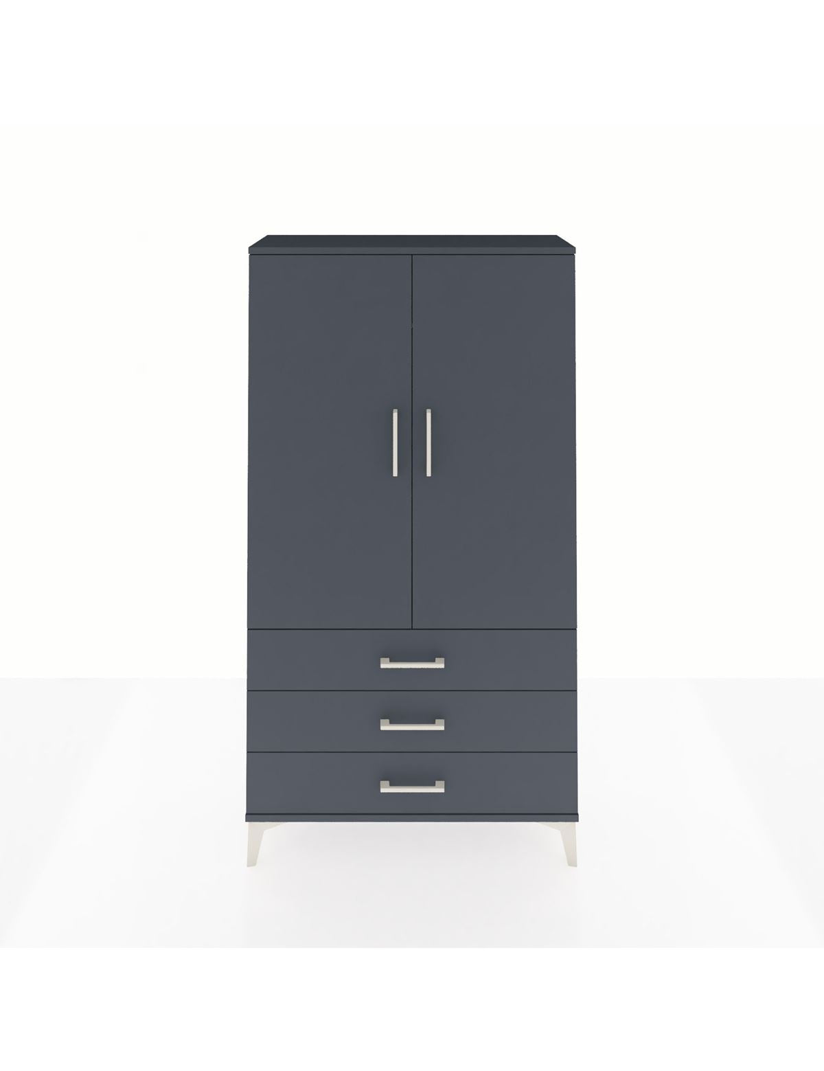 Arges Dolap Tek Raflı 3 Çekmeceli Tek Askılı 88x30x163 Antrasit-Antrasit