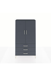 Arges Dolap Tek Raflı 3 Çekmeceli Tek Askılı 88x30x163 Antrasit-Antrasit