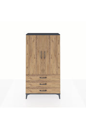 Arges Dolap Tek Raflı 3 Çekmeceli Tek Askılı 88x30x163 Antrasit-Çam