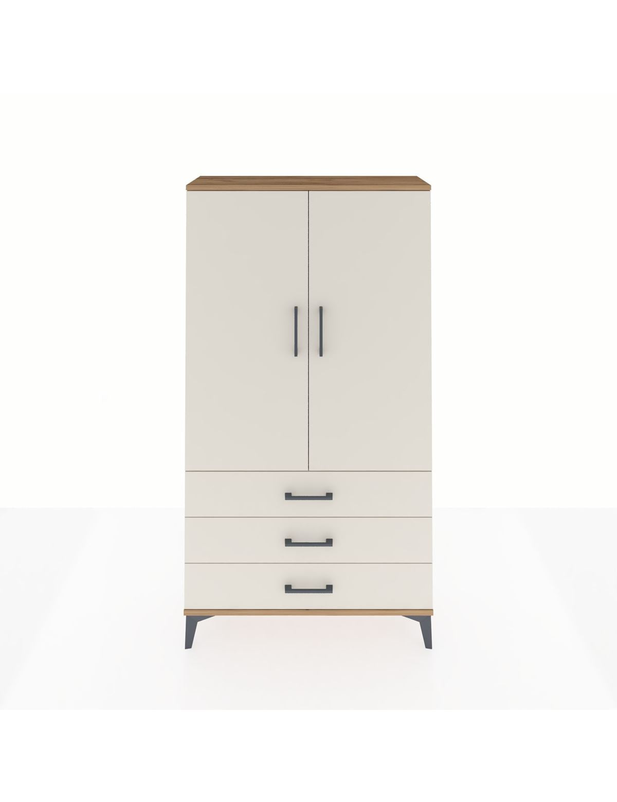 Arges Dolap Tek Raflı 3 Çekmeceli Tek Askılı 88x30x163 Çam-Aytaşı