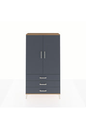 Arges Dolap Tek Raflı 3 Çekmeceli Tek Askılı 88x30x163 Çam-Antrasit