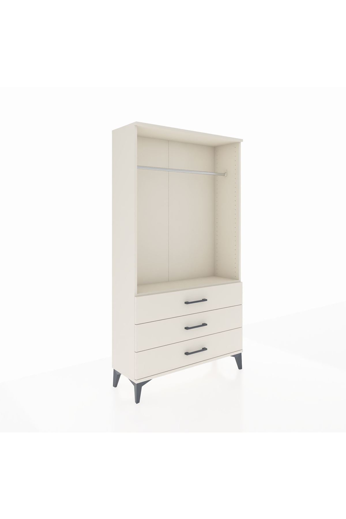 Arges Dolap Tek Raflı 3 Çekmeceli Tek Askılı 88x30x163 Aytaşı-Aytaşı