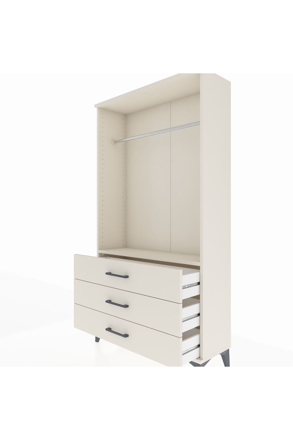 Arges Dolap Tek Raflı 3 Çekmeceli Tek Askılı 88x30x163 Aytaşı-Aytaşı