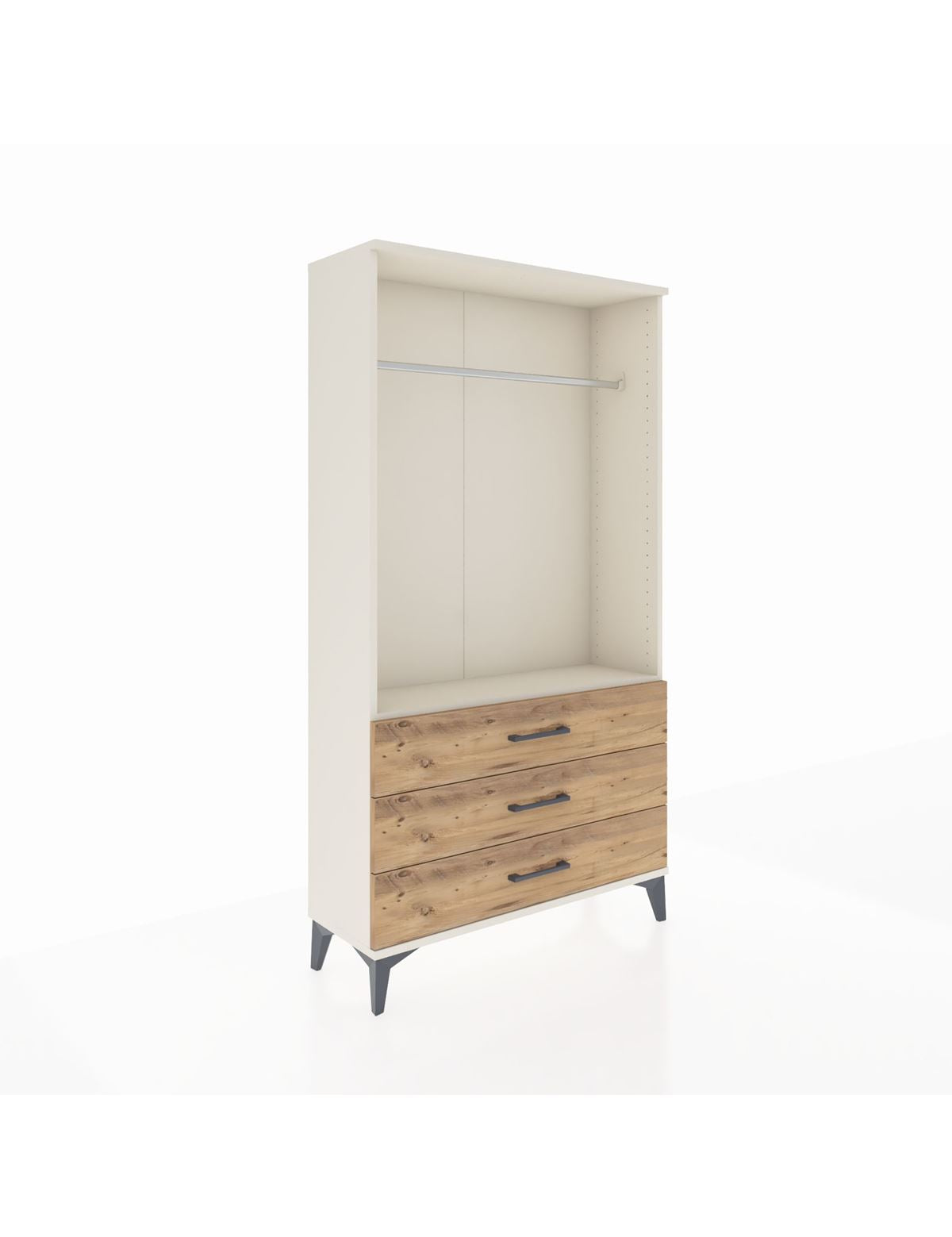 Arges Dolap Tek Raflı 3 Çekmeceli Tek Askılı 88x30x163 Aytaşı-Çam