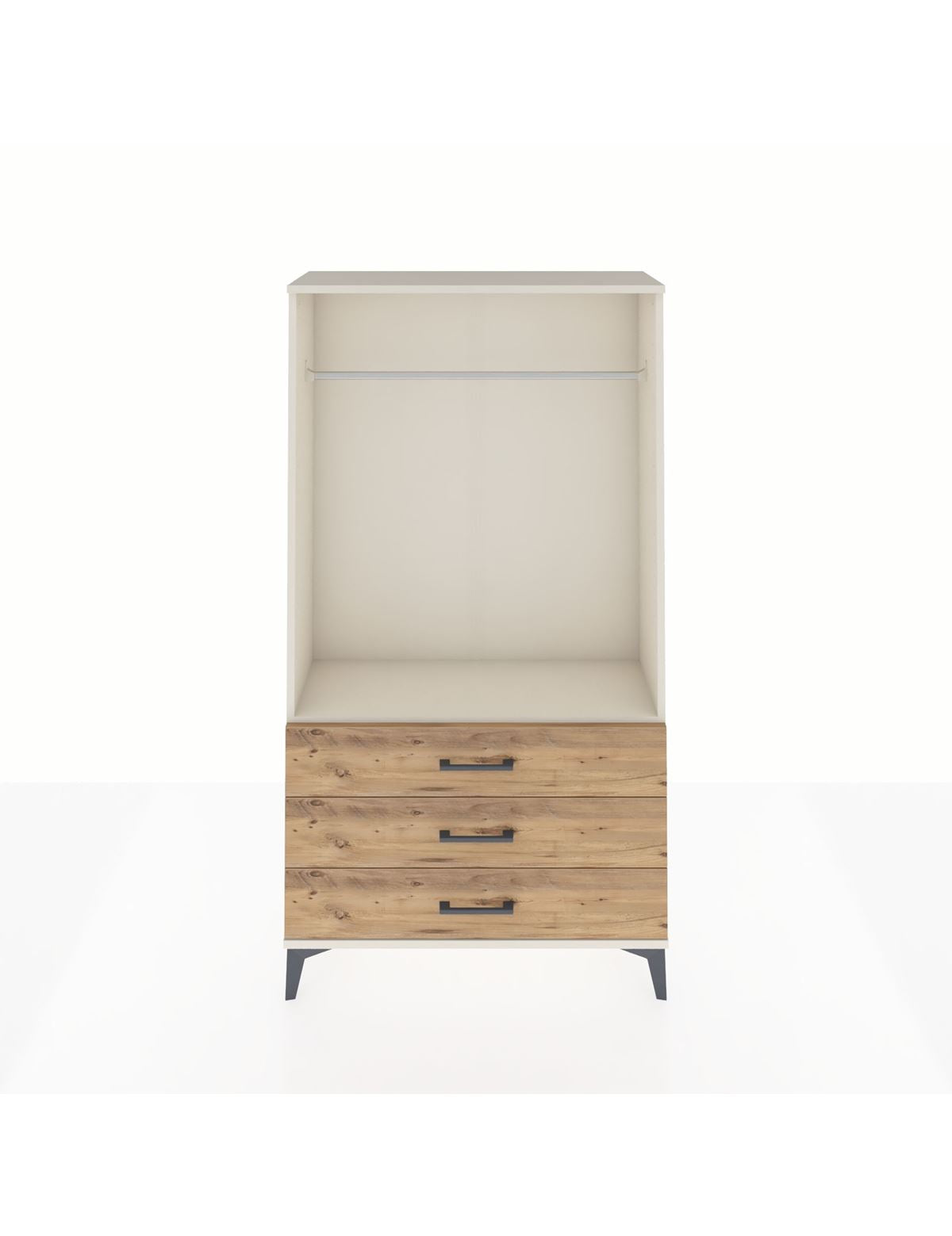 Arges Dolap Tek Raflı 3 Çekmeceli Tek Askılı 88x30x163 Aytaşı-Çam