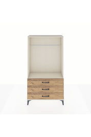 Arges Dolap Tek Raflı 3 Çekmeceli Tek Askılı 88x30x163 Aytaşı-Çam