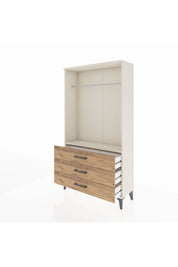 Arges Dolap Tek Raflı 3 Çekmeceli Tek Askılı 88x30x163 Aytaşı-Çam