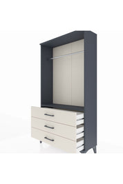 Arges Dolap Tek Raflı 3 Çekmeceli Tek Askılı 88x30x163 Antrasit-Aytaşı