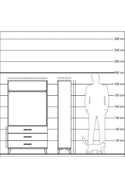 Arges Dolap Tek Raflı 3 Çekmeceli Tek Askılı 88x30x163 Antrasit-Aytaşı